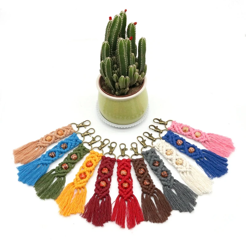 11 Pieces Mini Macrame Keychains Boho Bag Charms for Car Key Purse Phone Supplies | Украшения и аксессуары