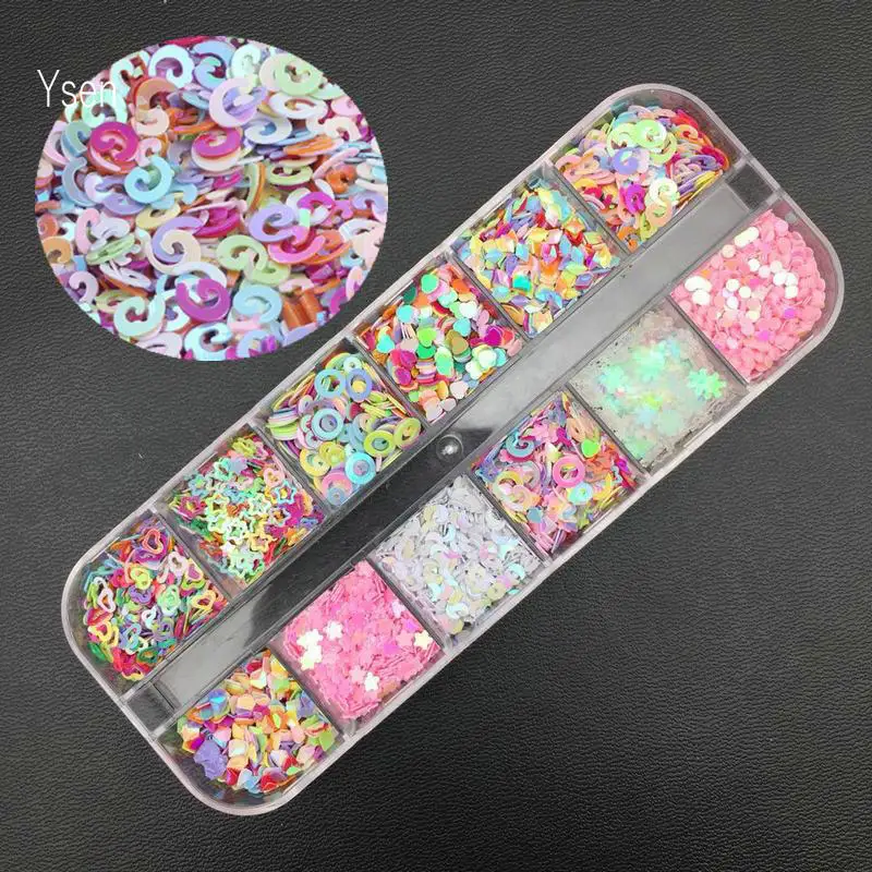 1 разноцветный набор 3D ультратонкие Блестки для ногтей блестящие хлопья 1/2/3 мм DIY