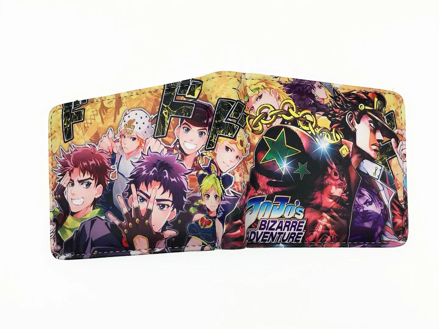 D Аниме JoJo's Необычные Приключения Pu короткий кошелек Двойные фото держатель для карт слой кошелек кожа Мальчики Девочки Монета на молнии карман moneybag - Цвет: D