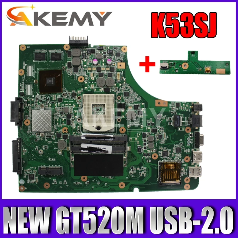 Akemy Новая материнская плата для ASUS K53SC X53S K53SV K53SM K53SJ P53Sj Материнская ноутбука HM65