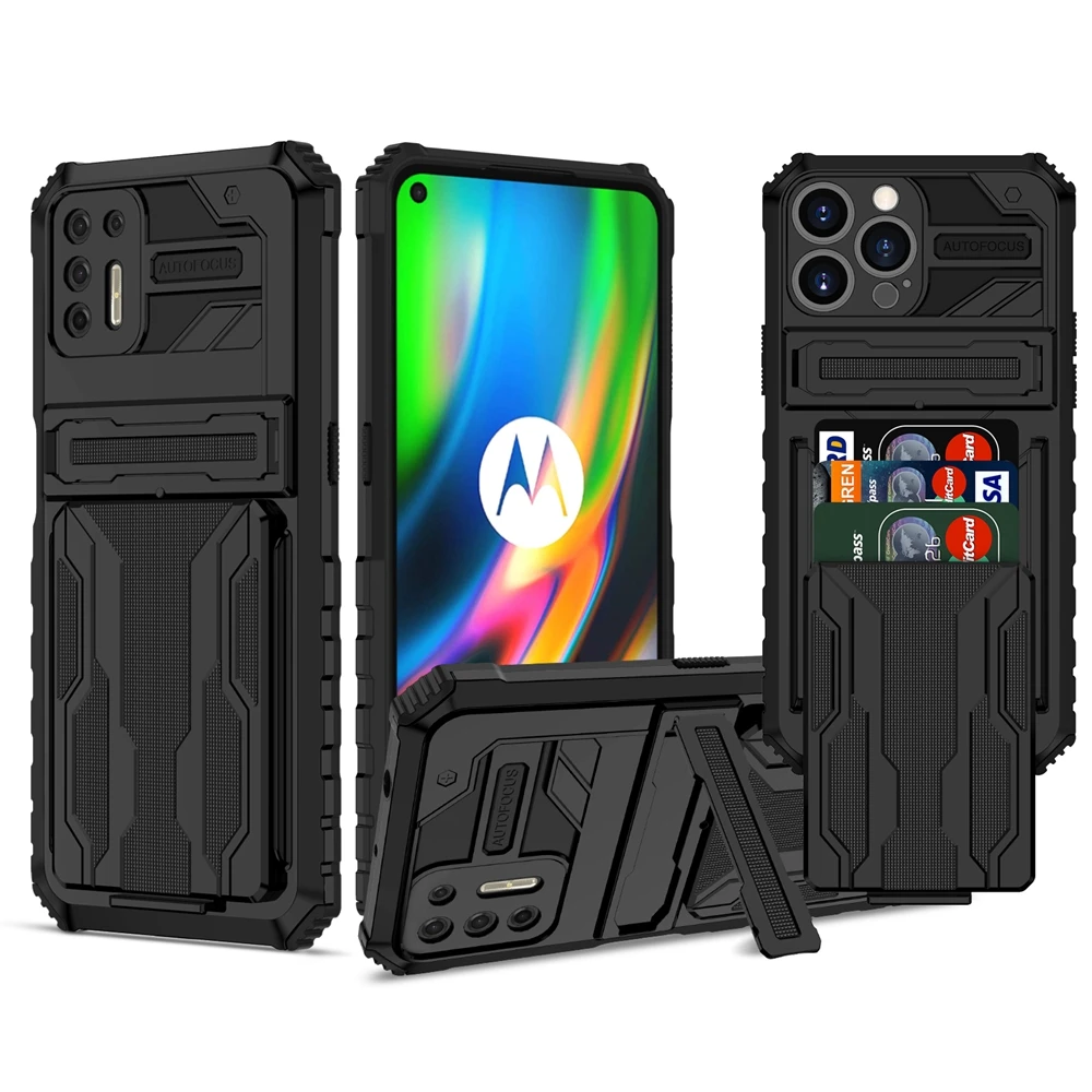 

Luxury Bumper Phone Cover on for Motorola Moto G9 Plus G30 G20 G10 G Power 2021 Stylus 5G Case Shockproof Stand Holder Card Bag