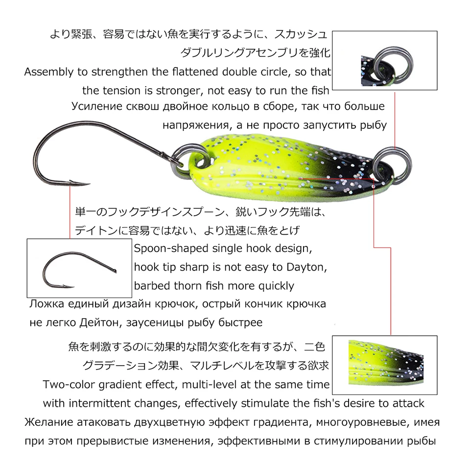 GoByGo 4 шт. мини 2 5 г приманка для рыбной ловли в виде ложки 8 см металлическая