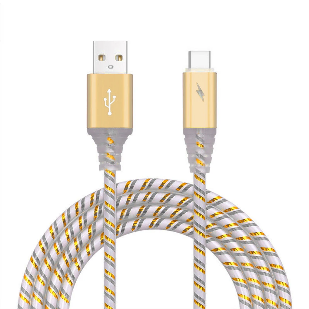 Тип USB C светящийся светодиодный светильник ПВХ зарядное устройство для