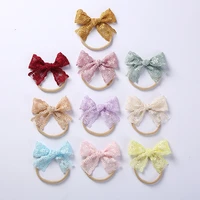 2pc baby bows lace headband embroidered elastic hair band for newborn infant toddlers hair accessories photography tool new year