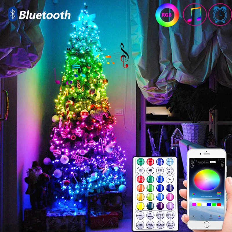 

Светодиодная лента Rgb с Bluetooth-контроллером, гибкая декоративная лампа-Гирлянда для комнаты, спальни, улицы, сада, свадьбы, 12 В декор комнаты л...