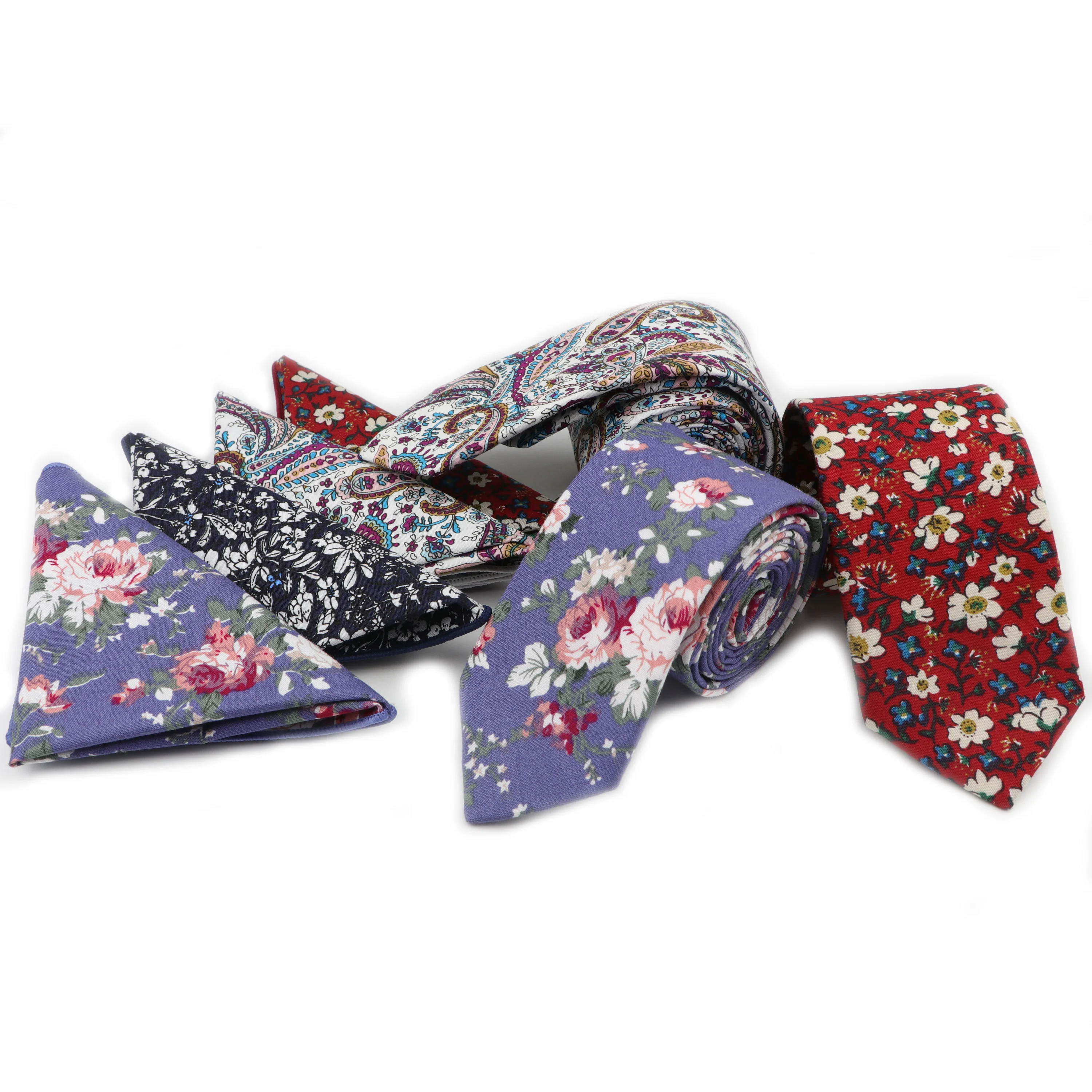 2 шт. узкий галстук с цветочным принтом 100% хлопок | Аксессуары для одежды