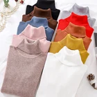 Женский трикотажный свитер в полоску, повседневный мягкий джемпер с высоким воротником, облегающие эластичные пуловеры для девушек, одежда для весны 2022