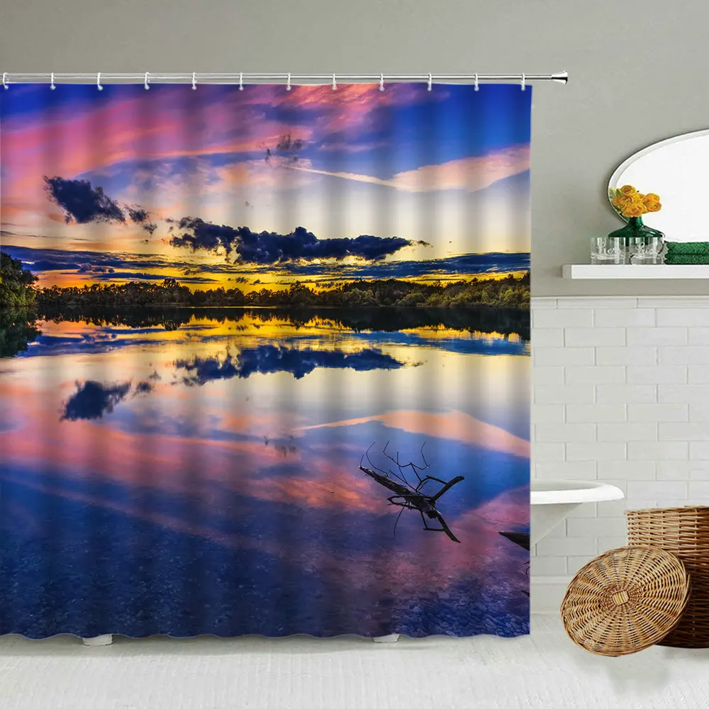 Занавес для душа с природным пейзажем водный Пирс рыбалка аксессуары ванной