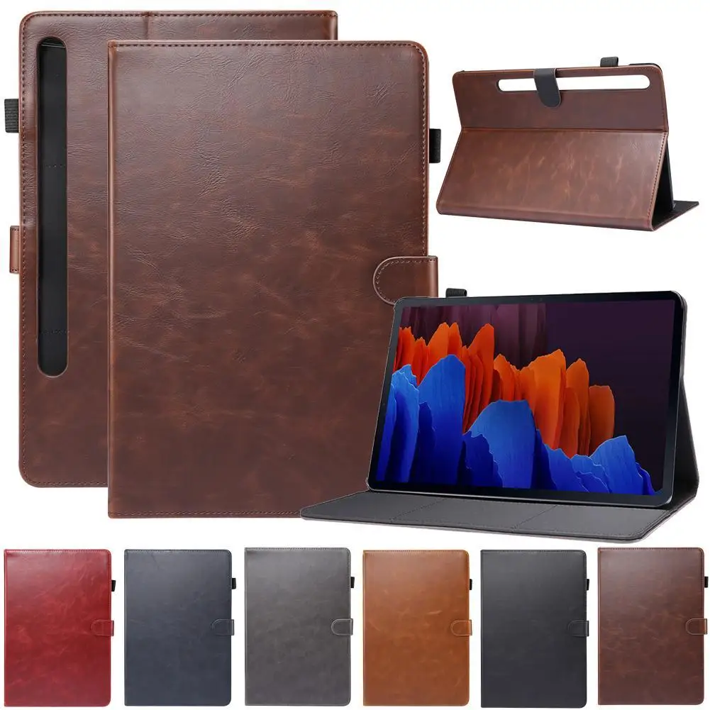 

For Samsung Galaxy Tab S7+ 12.4inch 2020 T970 T975 Tablet Leather Case For S7 11inch 2020 T870 T875 Retro Pattern Stand Cover