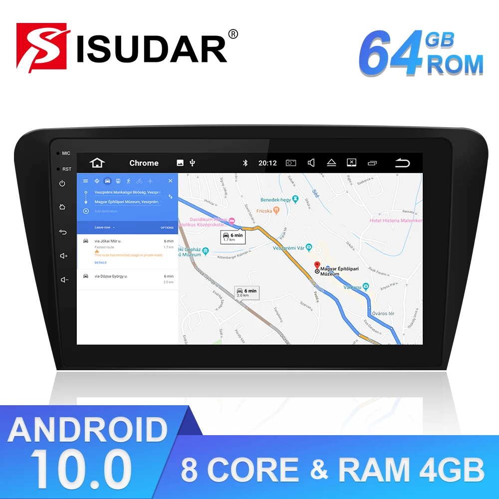 Isudar 1 Din Авто Радио Android 10 для Skoda/Octavia 2014 восьмиядерный RAM 4G ROM 64G Автомобильный