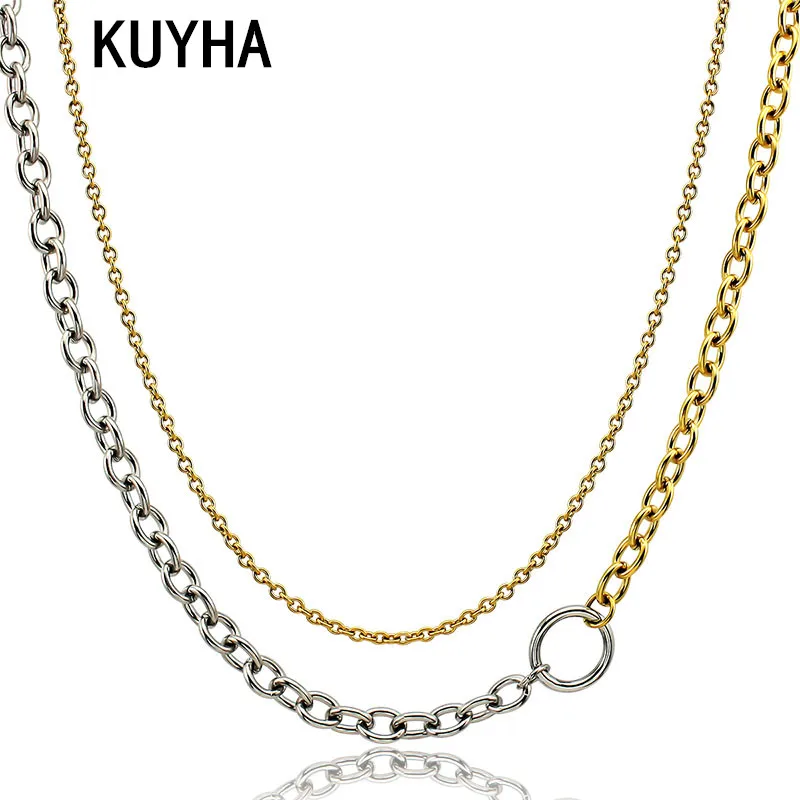 

Neck Chain for Lover Chain Stainless Steel Necklaces Links Necklaces O Pendant Jewelry For Women Punk Choker Jewelry