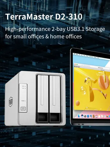 Внешний жесткий диск TERRAMASTER D2-310, USB Type-C, корпус RAID, USB3.0 (5 Гбит/с), 2 отсека, RAID-накопитель (без дисков)