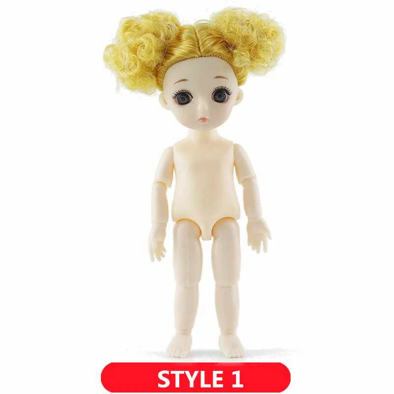 STYLE 1 1/12 BJD куклы 13 суставов DIY милые куклы принцессы 16 см 3D глаза ручной работы оригинальные куклы для девочек игрушки для детей подарки на день рождения - Цвет: STYLE 1