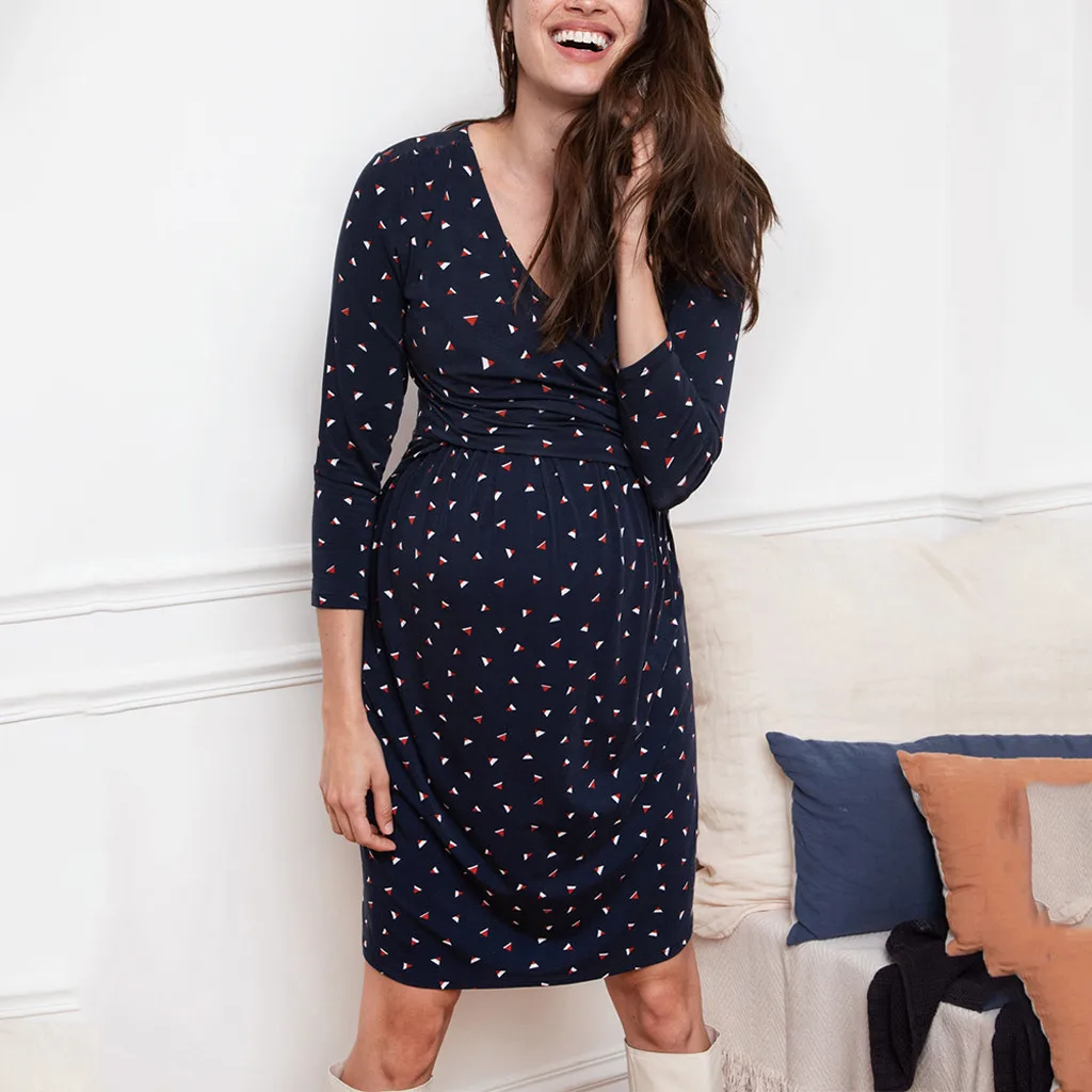 2020 модное женское платье для беременных кормящих матерей с цветочным принтом