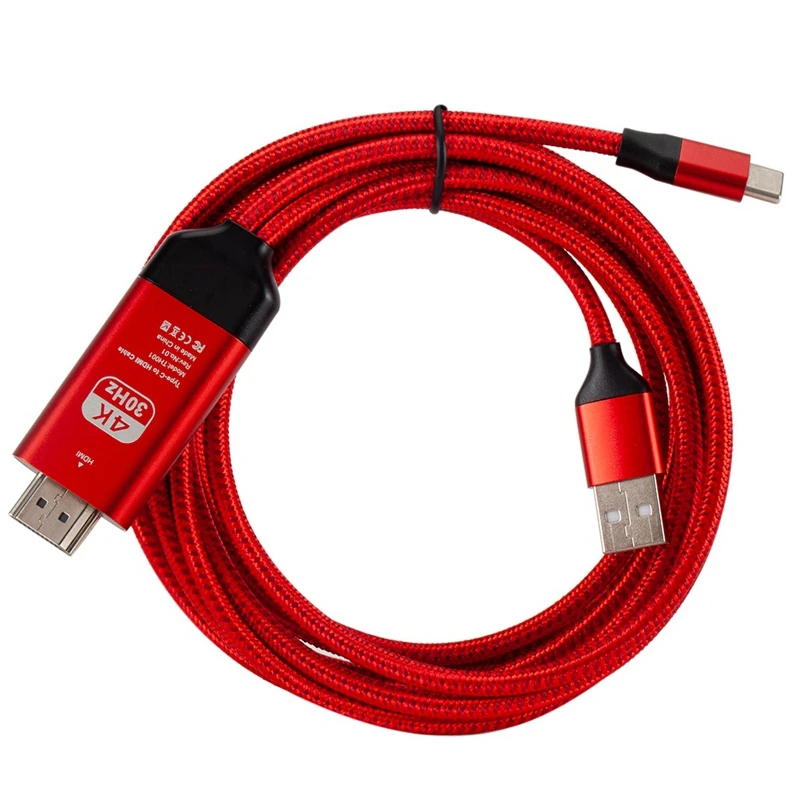 USB 3 1 Тип C к HDMI 2 м кабель адаптер конвертер 4K зарядка HDTV Видео для Samsung S8 S9 S10