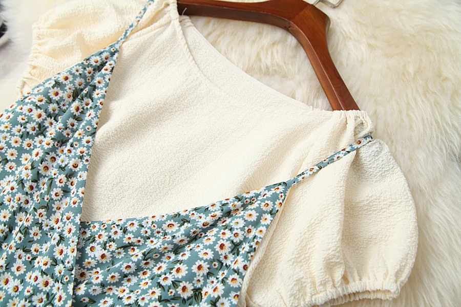 

European and American women's clothing new summer 2021 Short sleeve T-shirt Condole belt Printed dress two-piece