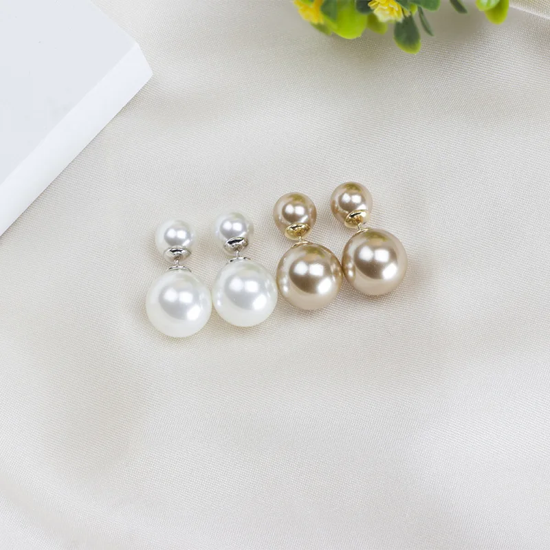 

Fashion Imitation Pearls Stud Earring For Women Simple Design Asymmetric Double-Sided White Pearl Earring Trendy Jewelry