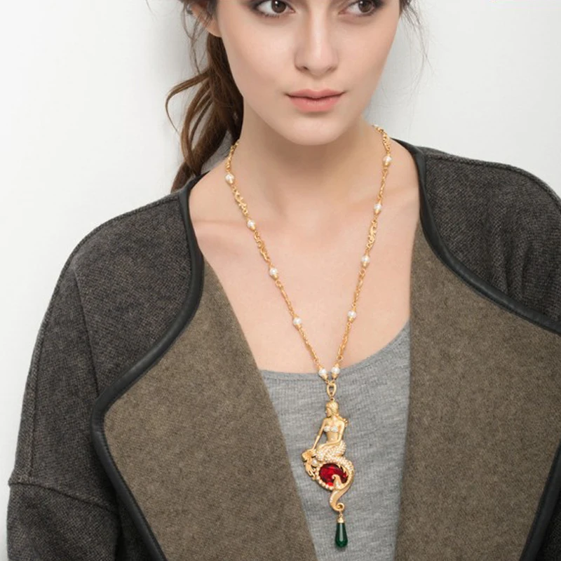 

Mermaid Pearl Necklace Sweater Chain Women's Jewelry