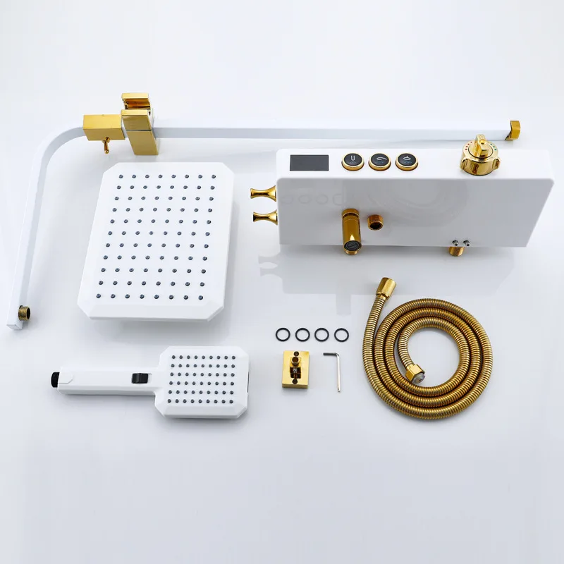 Золотистый душевой набор качественная латунная Душевая система для ванной