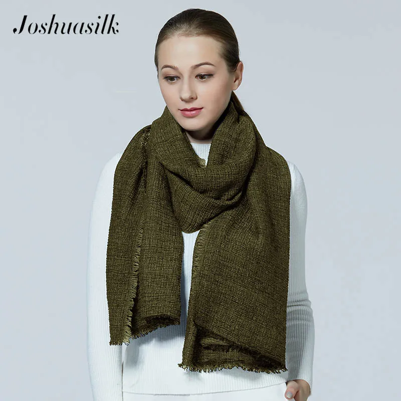 

Joshuasilk Autumn AnNew solid color retro style large size crumpled scarf classic wild multi-function shawl Comfortable and warm