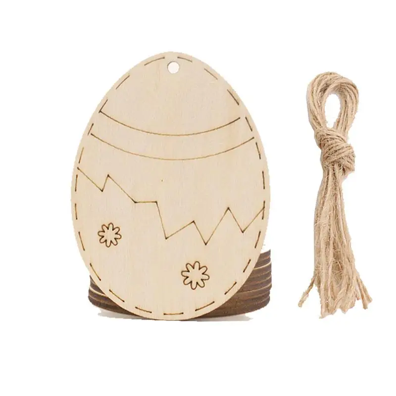 30pcs Assorted Shape Easter Pendants Delicate Wooden DIY Hanging Chips Hand Painting Hubs for Home School with Ropes | Дом и сад