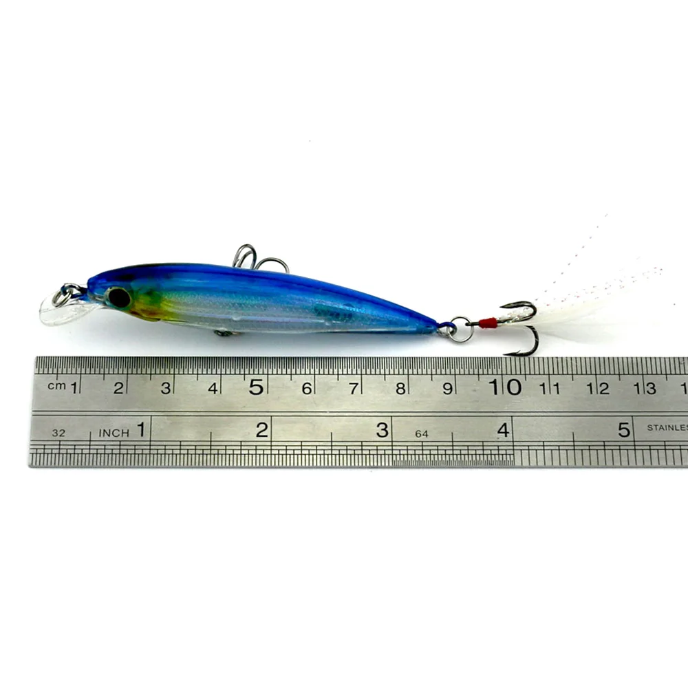 100pcs Fishing Lures 9cm 7.2g Professional Wobblers Feather Hook Laser Minnow Bait Hard Pesca fishing Tackle Wholesale | Спорт и