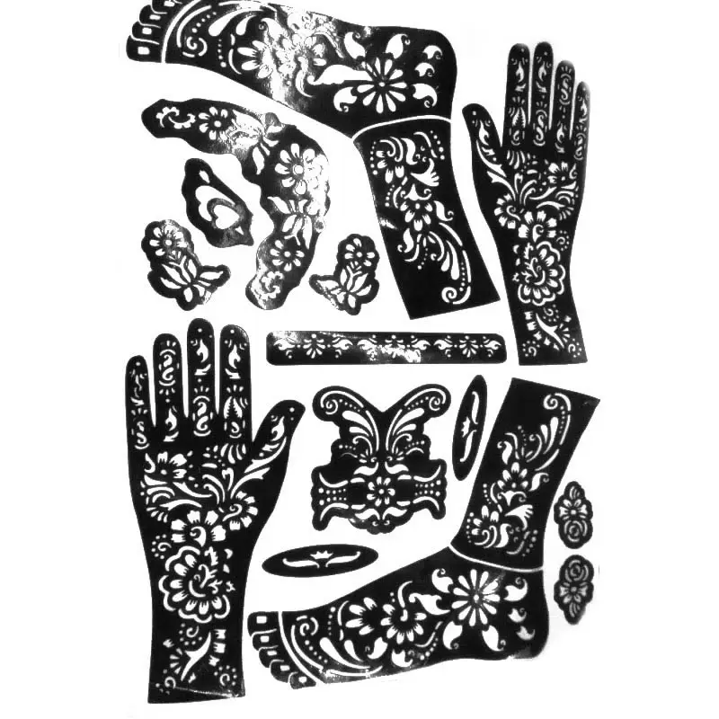 Новый Индийский шаблон Mehndi с ручной ногой хной окрашенный трафарет искусство