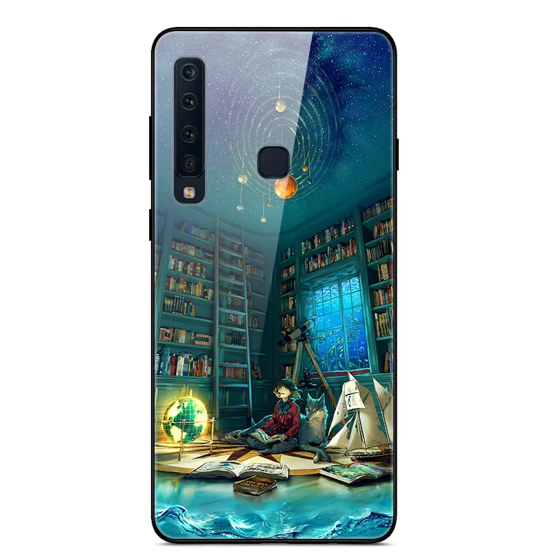 Чехол из закаленного стекла для samsung Galaxy A9, чехол с планетой космосом, стеклянный чехол на заднюю панель для samsung A9 A920F A920 A9S, чехол - Цвет: 58