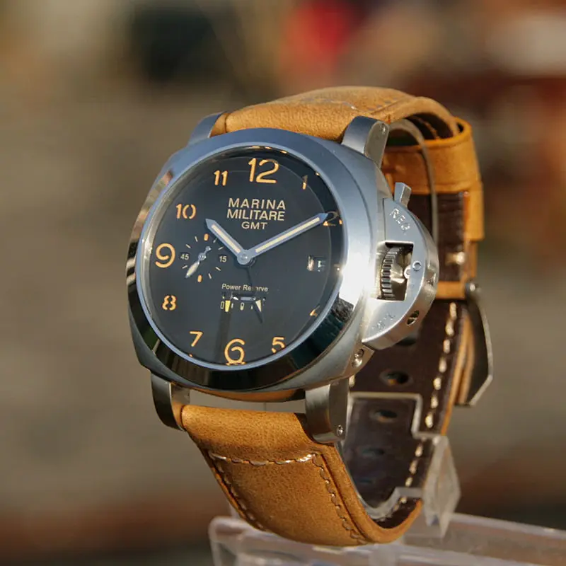 

Large Men Mechanical Watch Italian Navy M53 Gull ST25 Can Automatically Hand Genuine Waterproof Crazy Horse Leather Wristwatch