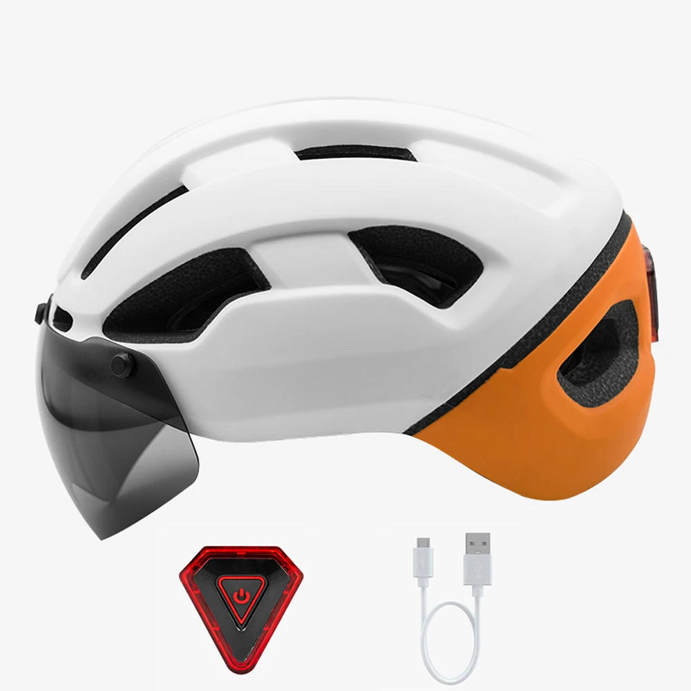 

Ultralight LED Light Aero Cycling Helmet with Goggles Men Time Trial Road Bike Helmet Racing MTB Bicycle Helmets Cascos Ciclismo