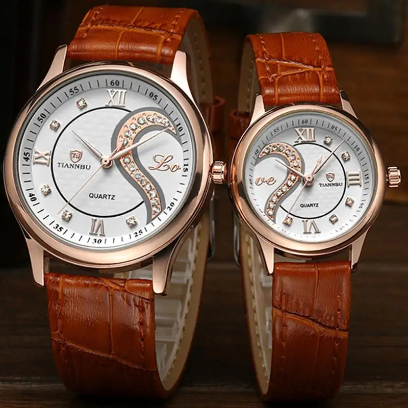 

1 Pair of Stylish Trendy Simple Quartz Watch Waterproof Strap Wristwatch Couple Watch (Rose Gold)