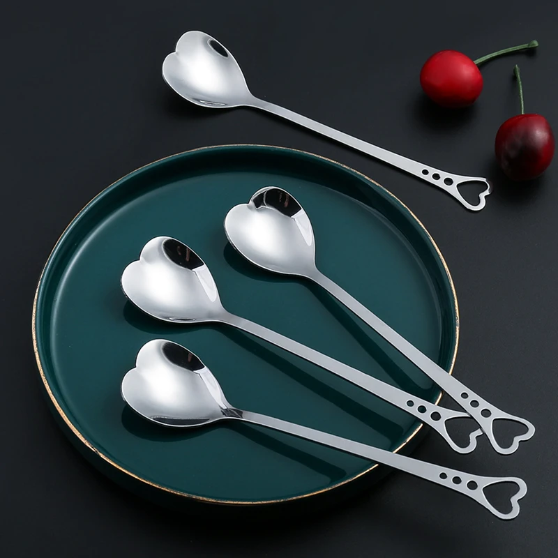 

1PC Stainless Steel Heart Shape Coffee Spoon Kitchen Accessories Dessert Sugar Stirring Spoons Teaspoon Dinnerware