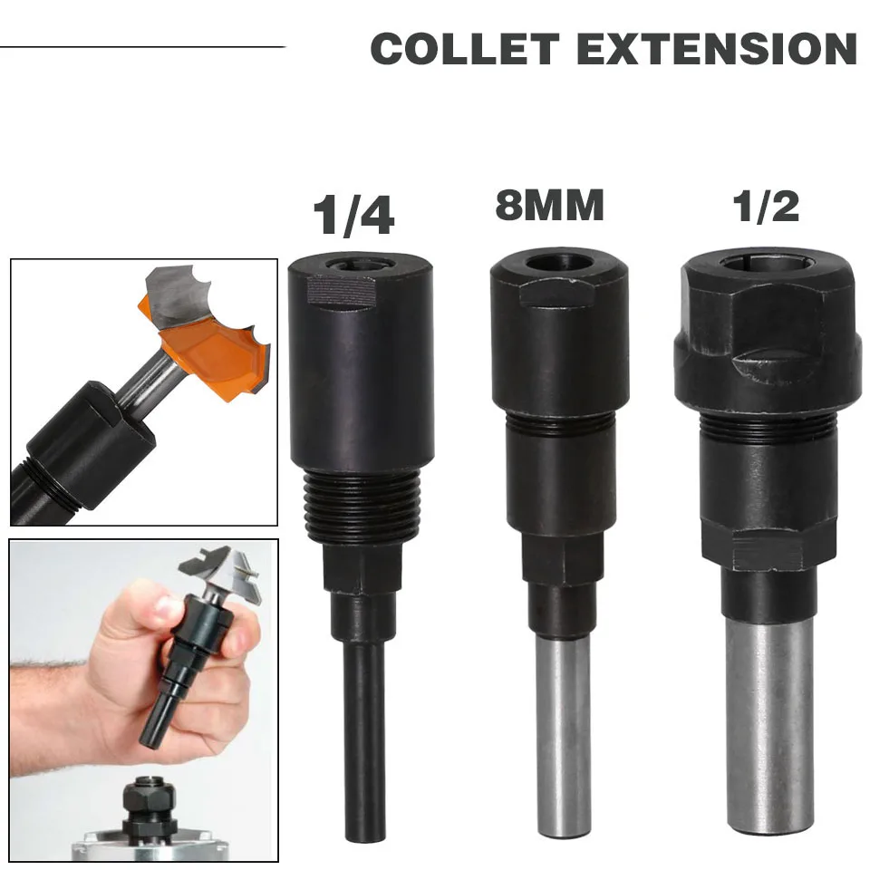 

1PC 1/4" 6.35mm 8mm 1/2" 12.7mm Shank High Quality Bits Router Collet Extension Engraving Machine Extension Rod