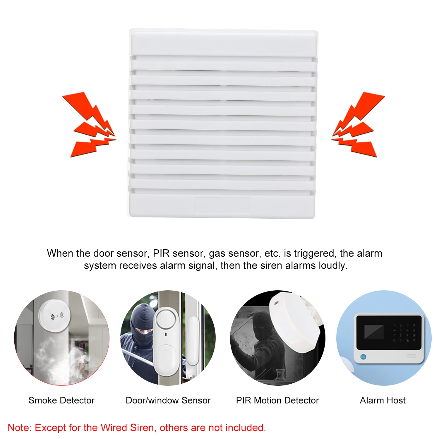 

External Wired Siren 105 dB Prompt Alert Alarm Dual Tone Indoor Siren for Home Security Alarm System
