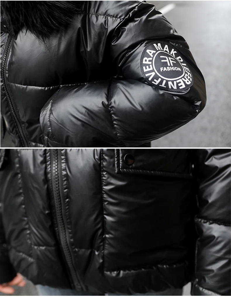 

Winter Nice New Feather The Glossy Bread Served Brief Paragraph Thickening Down Cotton Jacket Collars Hooded Jacket