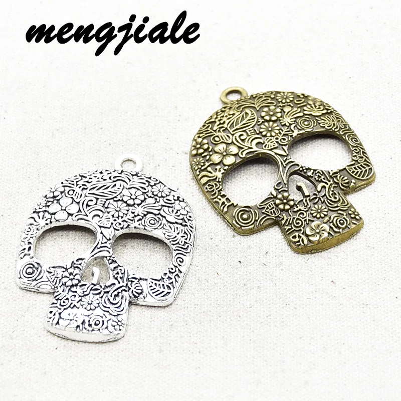 

1pcs Wholesale Two Color Big Skull Charms Alloy Metal Pattern Pendants For DIY Handmade Jewelry Accessories Making 66*48mm