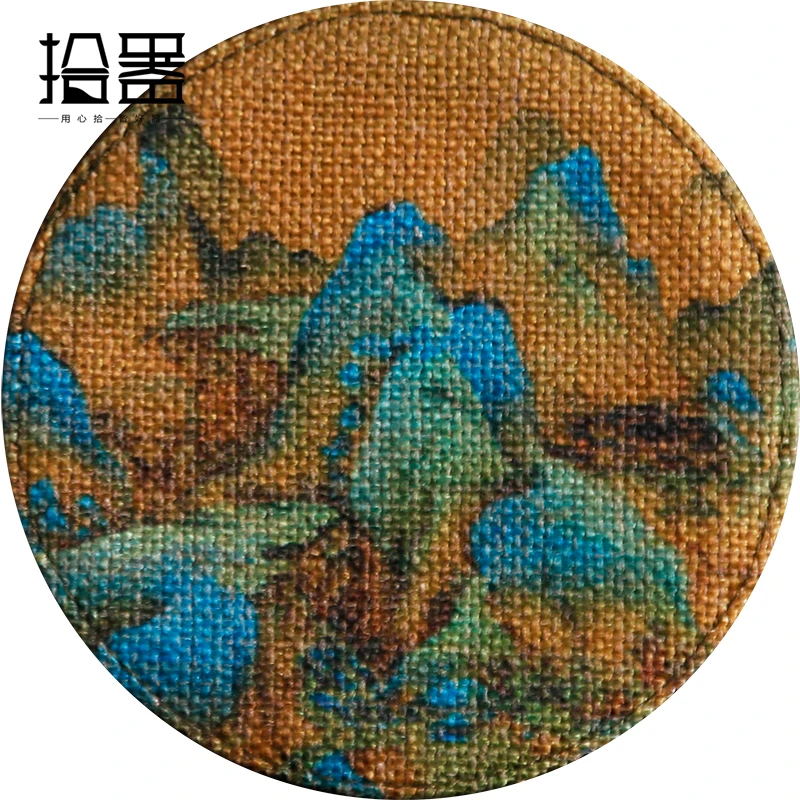 Подставка для чашек Jiangshan Map Coaster из хлопка и льна с принтом ручная роспись