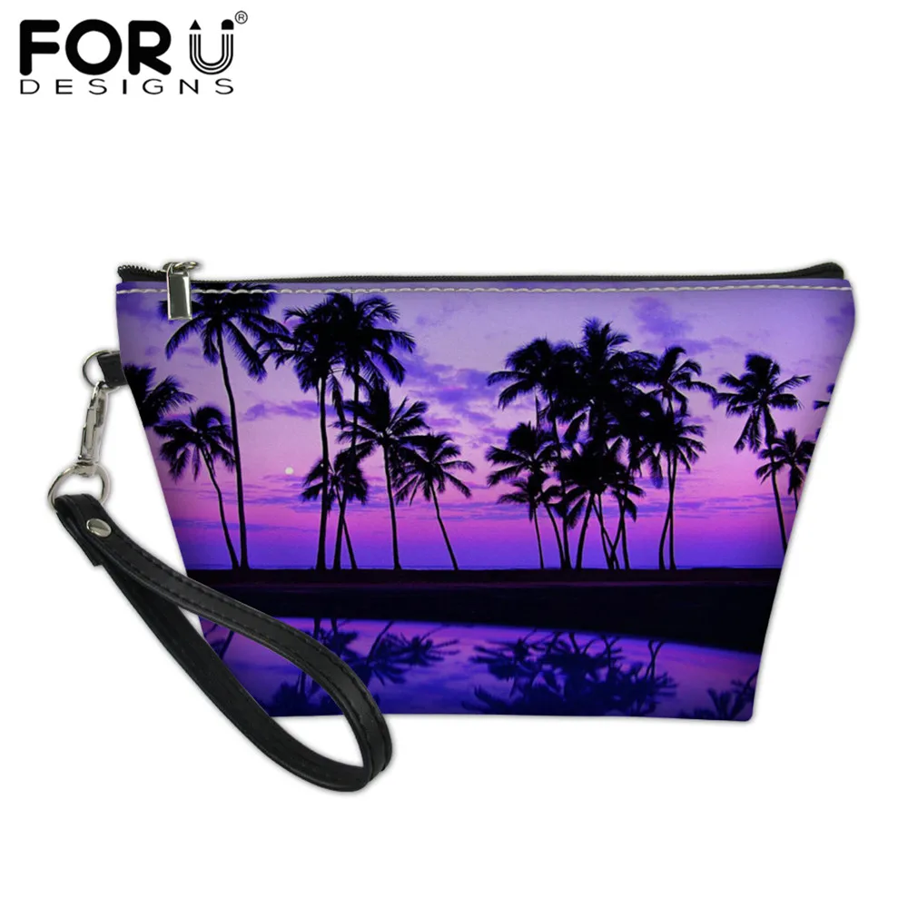 

FORUDESIGNS Palm Tree Printed Makeup Bags for Girls Portable Waterproof Cosmetic Bag Organizer Ladies Travel Leisure Storage Bag