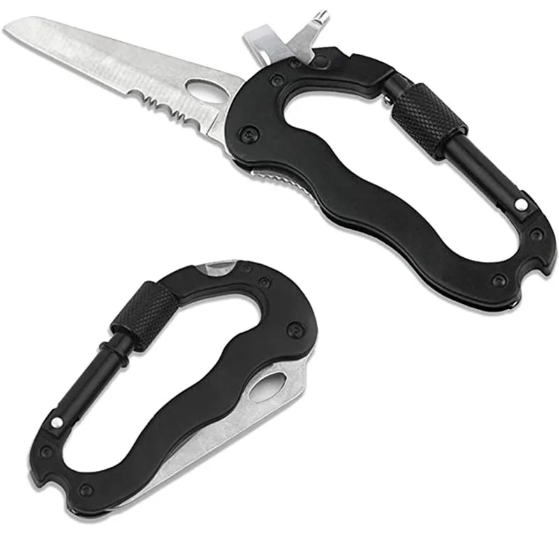 

Outdoor Survival Folding Knife Tool Keychain Carabiner Multifuncional Outdoors EDC Tools For Camping Equipment With Screwdriver