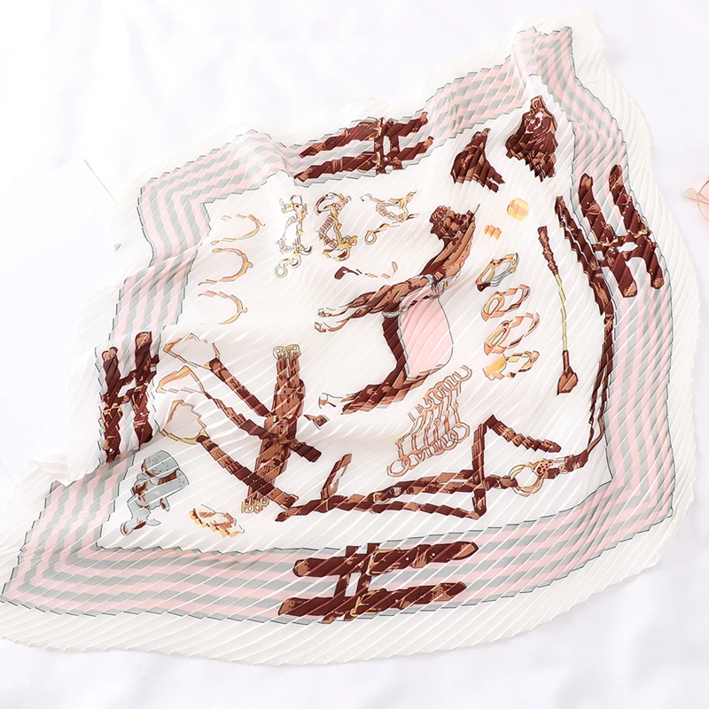 Новинка 2020 женский шелковый шарф квадратный шифоновый плиссированный для шеи