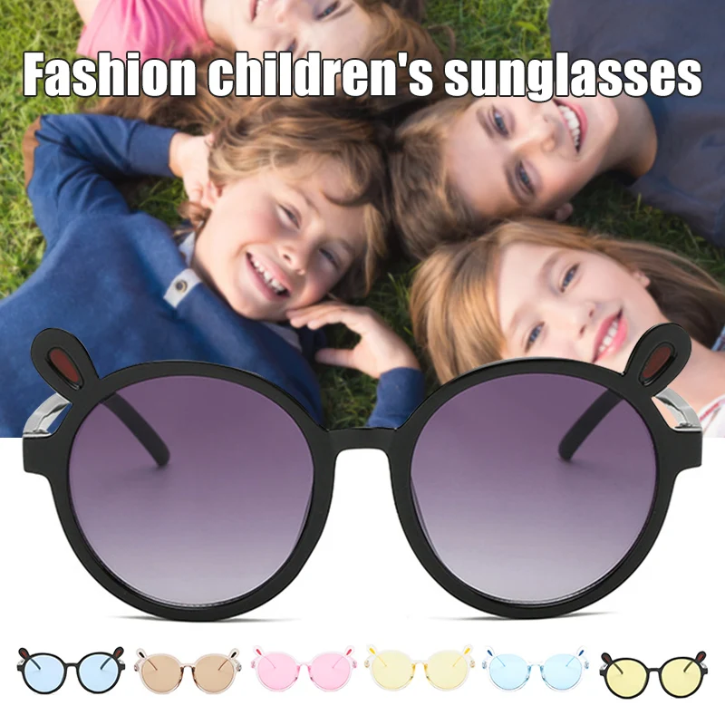 

Glasses Солнцезащитные Очки Children Kids Round Frame Sunglasses Bear Ears Uv400 Protective Cute For Outdoor Очки Декоративные
