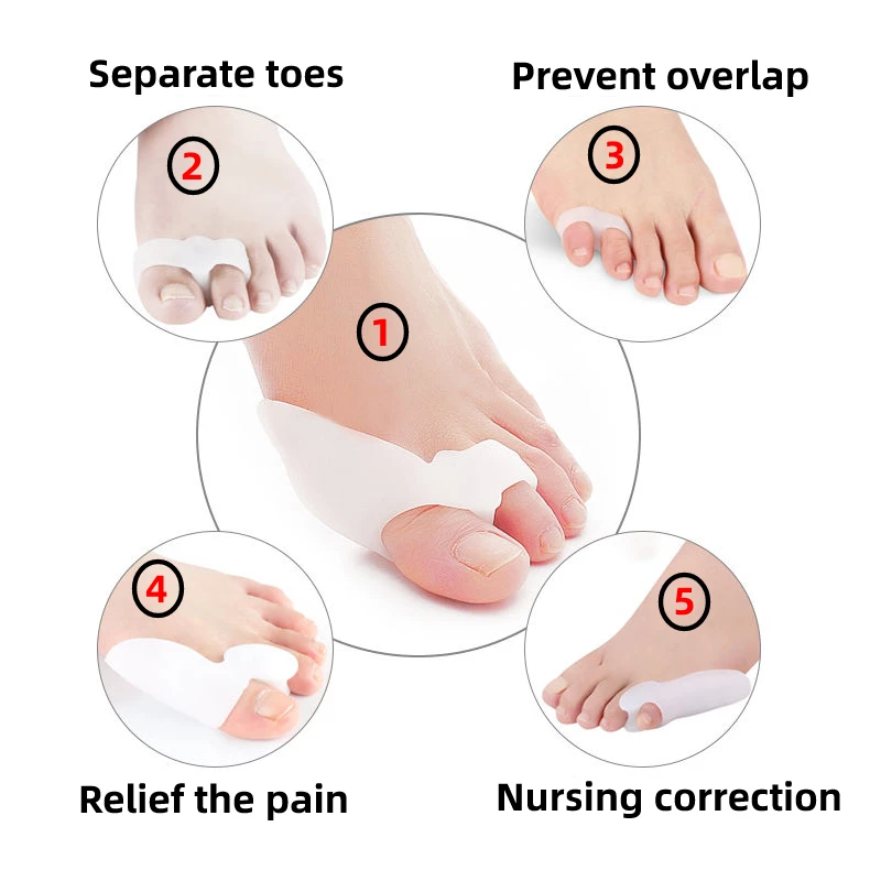 

1Pair Gel Silicone Foot Care Tools Hammer Toes Separator Thumb Interdigital Bunion Corrector Hallux Valgus Protector Orthopedic