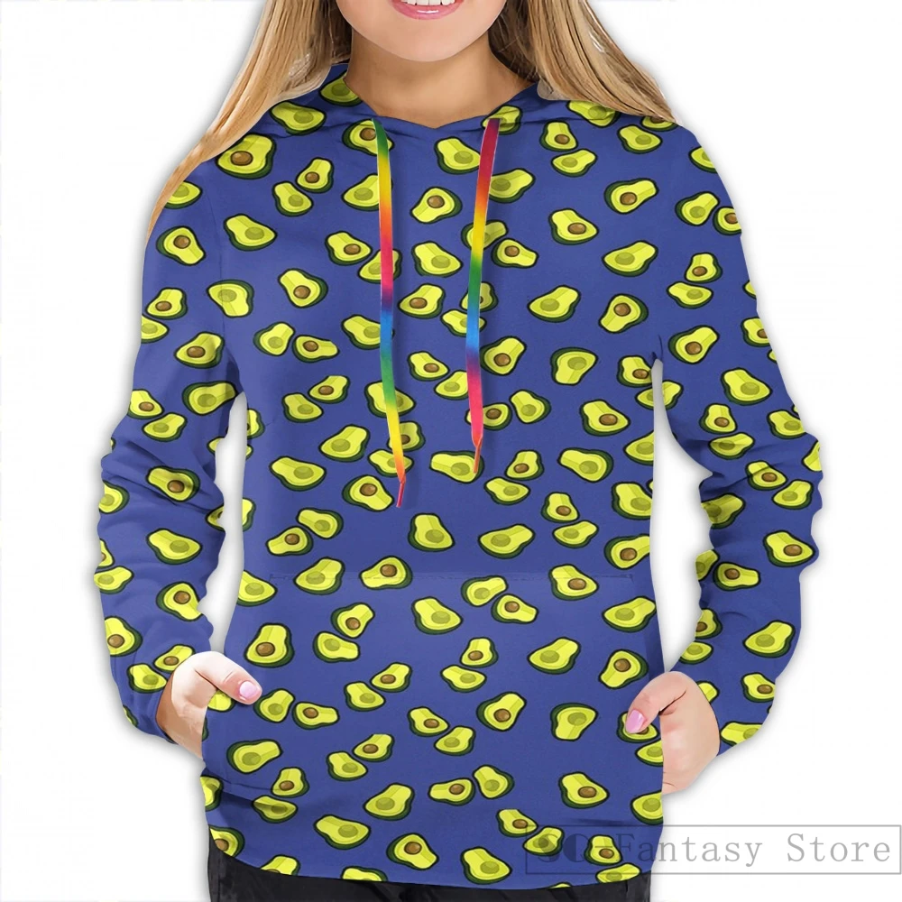 Женская Повседневная Толстовка с капюшоном и принтом в виде авокадо - купить по