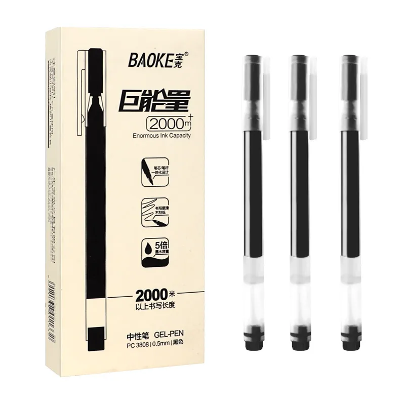 

Ручка для письма, 12 бурок, Pc3808, нейтральная, 0,5 мм, Черная