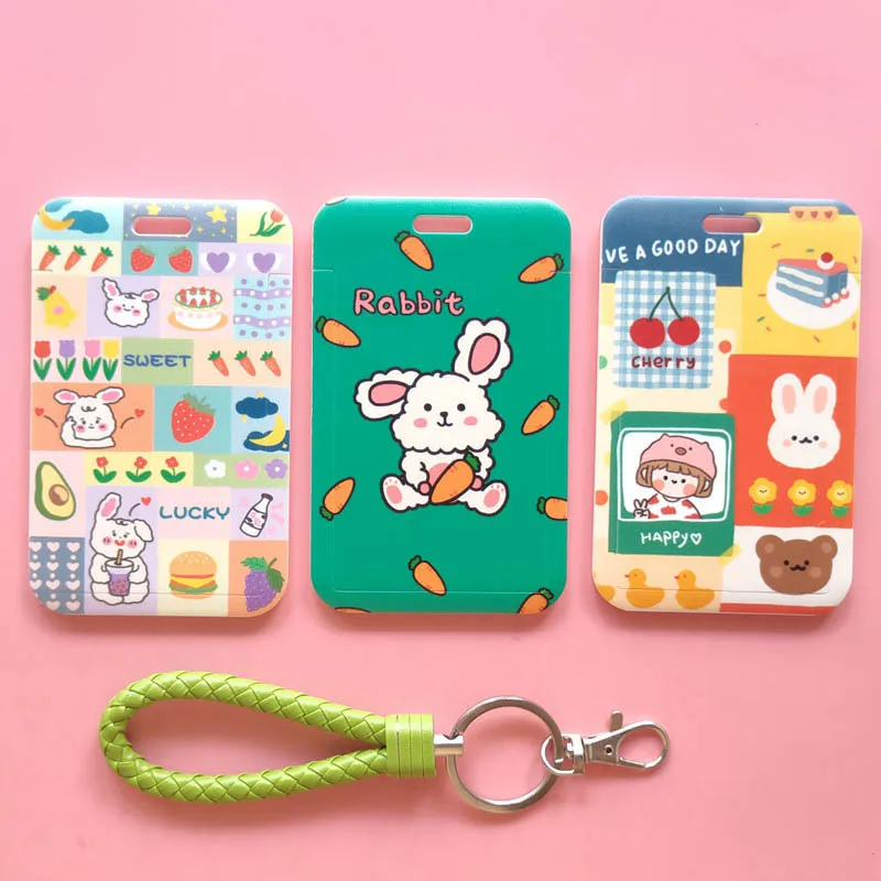 

New Fashion Cute Rabbits Lanyard Credit Card ID Holder Bag Student Women Girls Travel Bank Bus Business Card Cover Badge