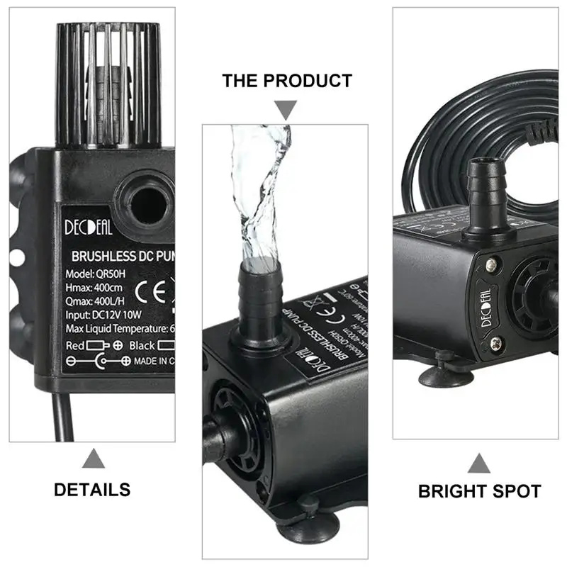 

Miniature Water Pump Mini DC 12V Brushless Submersible Water Pump for Fish Tank
