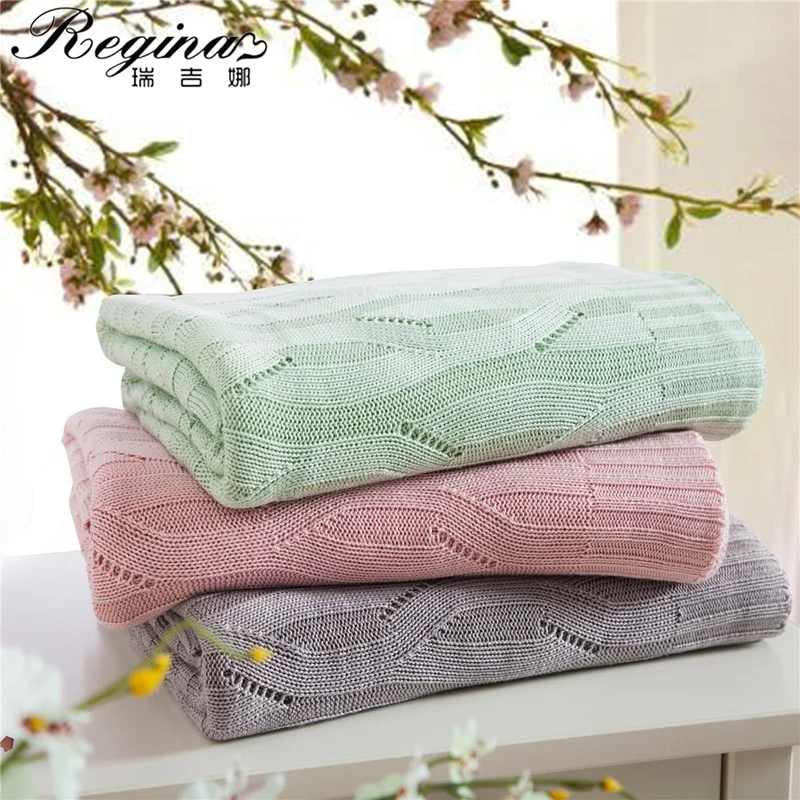 YIRUIO Summer Cooling Bamboo Knitted Blanket Throw Pink Green Grey Office Air Conditioner Nap Quilt Bed Sheet Bedspread | Дом и сад