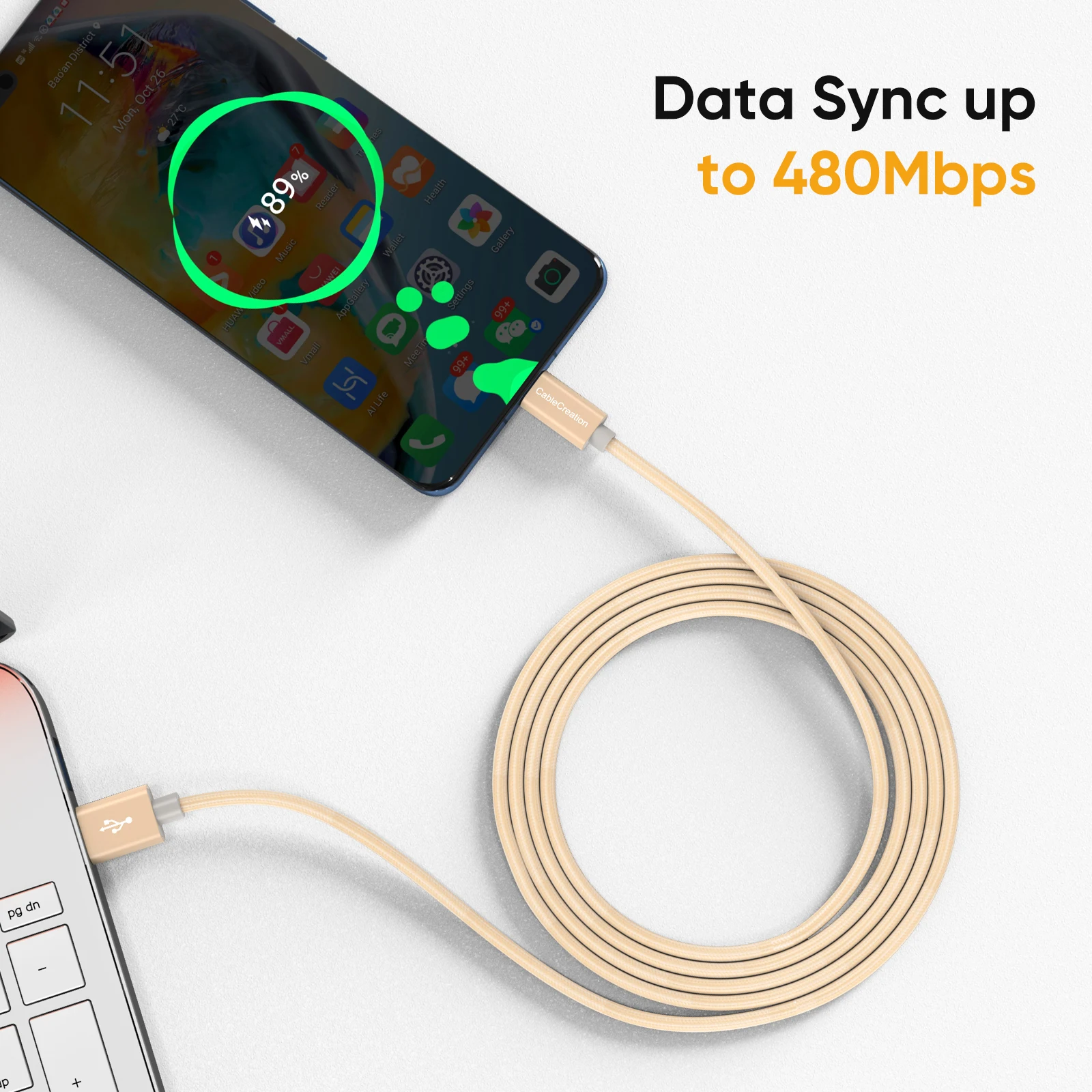 Кабель USB Type C для Samsung S20 S21 Xiaomi провод быстрой зарядки 480 Мбит/с стандартное