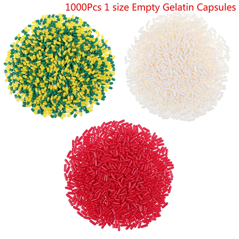 

1000Pcs/Bag Empty Hard Capsules Size 1# Hollow Gelatin Capsules Empty Pill Capsule Personal Health Care Pill Case Splitters