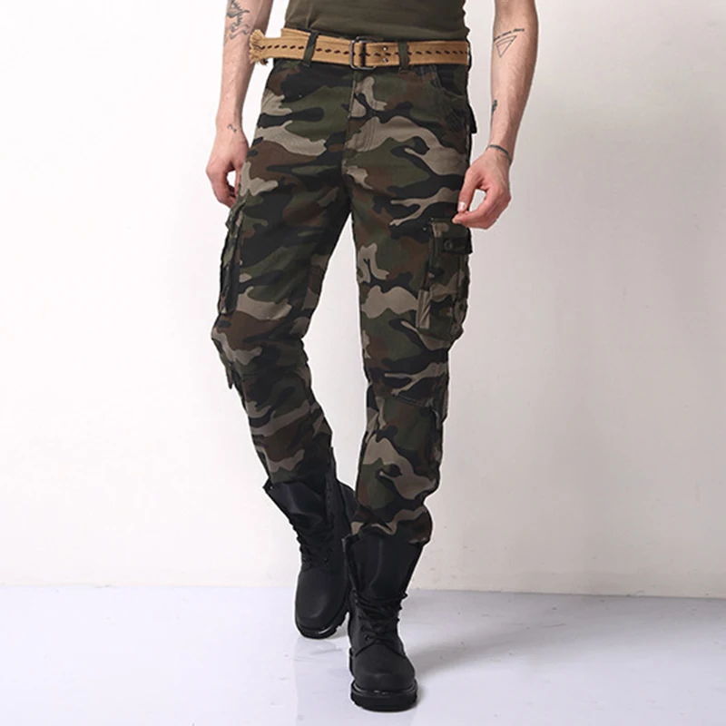 Для Мужчин's камуфляжные свободные детские брюки с карманами и плетеным